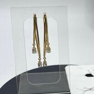 J. Crew Gold Plated Double Hoop Crystal Earrings New